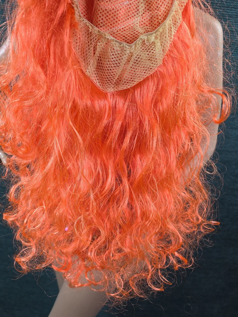 Orange Long Curly Costume Wig